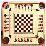Carrom Game Board Set with Magnetic Dartboard