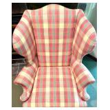 Ralph Lauren Plaid Wingback Armchair with Matching Cushions