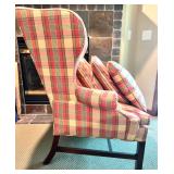 Ralph Lauren Plaid Wingback Armchair with Matching Cushions