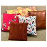 Collection of 7 Decorative Throw Pillows with Assorted Patterns
