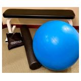 BodyFit Exercise Set with Bench, Gym Ball, Foam Roller, and Resistance Bands