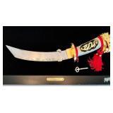 Decorative German-Made Genghis Khan Replica Dragon Handle Tanto Dagger with Display Case