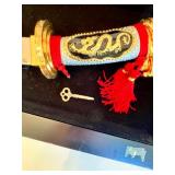 Decorative German-Made Genghis Khan Replica Dragon Handle Tanto Dagger with Display Case