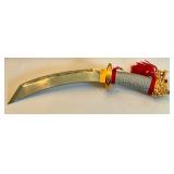 Decorative German-Made Genghis Khan Replica Dragon Handle Tanto Dagger with Display Case