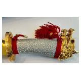 Decorative German-Made Genghis Khan Replica Dragon Handle Tanto Dagger with Display Case