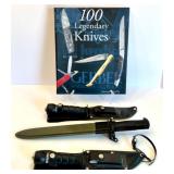 Collection of 3 Military-Style Knives with Sheaths and 