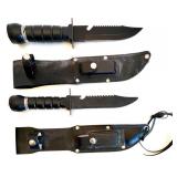Collection of 3 Military-Style Knives with Sheaths and 