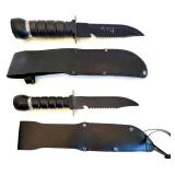Collection of 3 Military-Style Knives with Sheaths and 