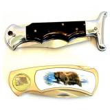 Collection of 5 Knives with Sheaths Including Barlow and Decorated Handles