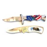 Collection of 5 Knives with Sheaths Including Barlow and Decorated Handles