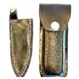 Collection of 5 Knives with Sheaths Including Barlow and Decorated Handles