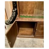 Large Wooden Gun Cabinet with Glass Doors and Key Set