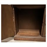 Large Wooden Gun Cabinet with Glass Doors and Key Set