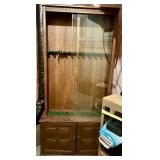 Large Wooden Gun Cabinet with Glass Doors and Key Set