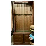 Large Wooden Gun Cabinet with Glass Doors and Key Set