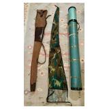 Vintage Rod Caddy and Leather Rifle Sleeve