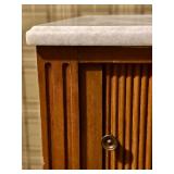 Vintage Wooden Side Table with Marble Top
