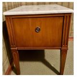 Vintage Wooden Side Table with Marble Top