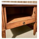 Vintage Wooden Side Table with Marble Top