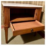 Vintage Wooden Side Table with Marble Top