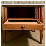 Vintage Wooden Side Table with Marble Top