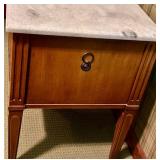 Vintage Wooden Side Table with Marble Top