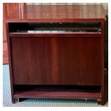 Mahogany Finished Wood TV Stand with Shelving