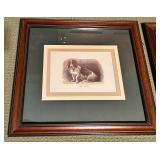 Pair of Framed Dog Prints: French Basset and Foxhound