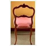 Antique Upholstered Wooden Chair with Carved Detail