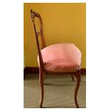 Antique Upholstered Wooden Chair with Carved Detail
