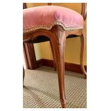 Antique Upholstered Wooden Chair with Carved Detail