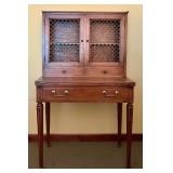 Vintage Wooden Cabinet with Mesh Doors and Drawer