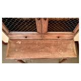 Vintage Wooden Cabinet with Mesh Doors and Drawer