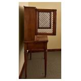 Vintage Wooden Cabinet with Mesh Doors and Drawer