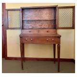 Vintage Wooden Cabinet with Mesh Doors and Drawer