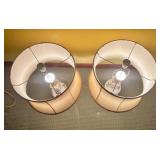 Pair of Floral Ceramic Table Lamps with Tapered Shades