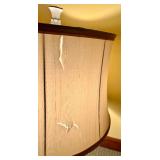 Pair of Floral Ceramic Table Lamps with Tapered Shades