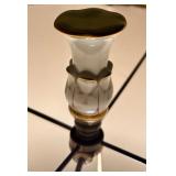 Pair of Floral Ceramic Table Lamps with Tapered Shades