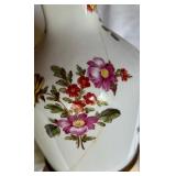 Pair of Floral Ceramic Table Lamps with Tapered Shades