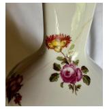 Pair of Floral Ceramic Table Lamps with Tapered Shades