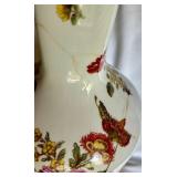 Pair of Floral Ceramic Table Lamps with Tapered Shades