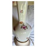 Pair of Floral Ceramic Table Lamps with Tapered Shades