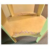 Pair of Yellow Floral Oval Side Tables with Drawers