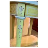 Pair of Yellow Floral Oval Side Tables with Drawers