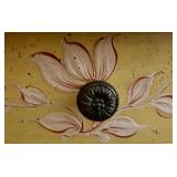 Pair of Yellow Floral Oval Side Tables with Drawers