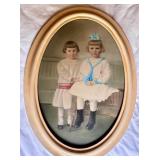 Antique Oval Framed Portrait of Two Children