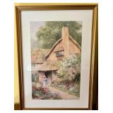 Pair of Framed Cottage Themed Art Prints by C. Strachan with Authenticity Certificates