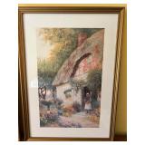 Pair of Framed Cottage Themed Art Prints by C. Strachan with Authenticity Certificates