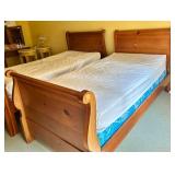Wood Twin Sleigh Bed with Mattress