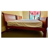 Wood Twin Sleigh Bed with Mattress